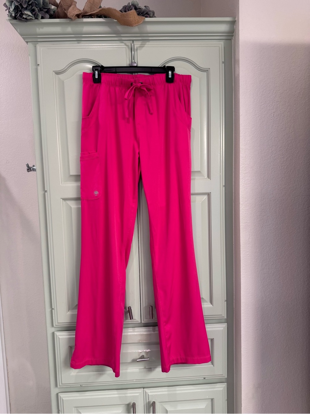 healing hands Hot Pink Boot-Cut Scrub Pants with Drawstring